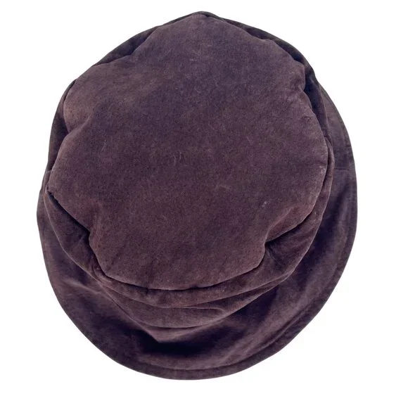 Vintage Genuine Leather Suede Bucket Hat Brown Unisex Lined Y2K - Picture 4 of 9